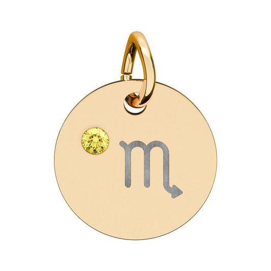 Scorpio Topaz Birthstone Zodiac Charm Necklace Pendant