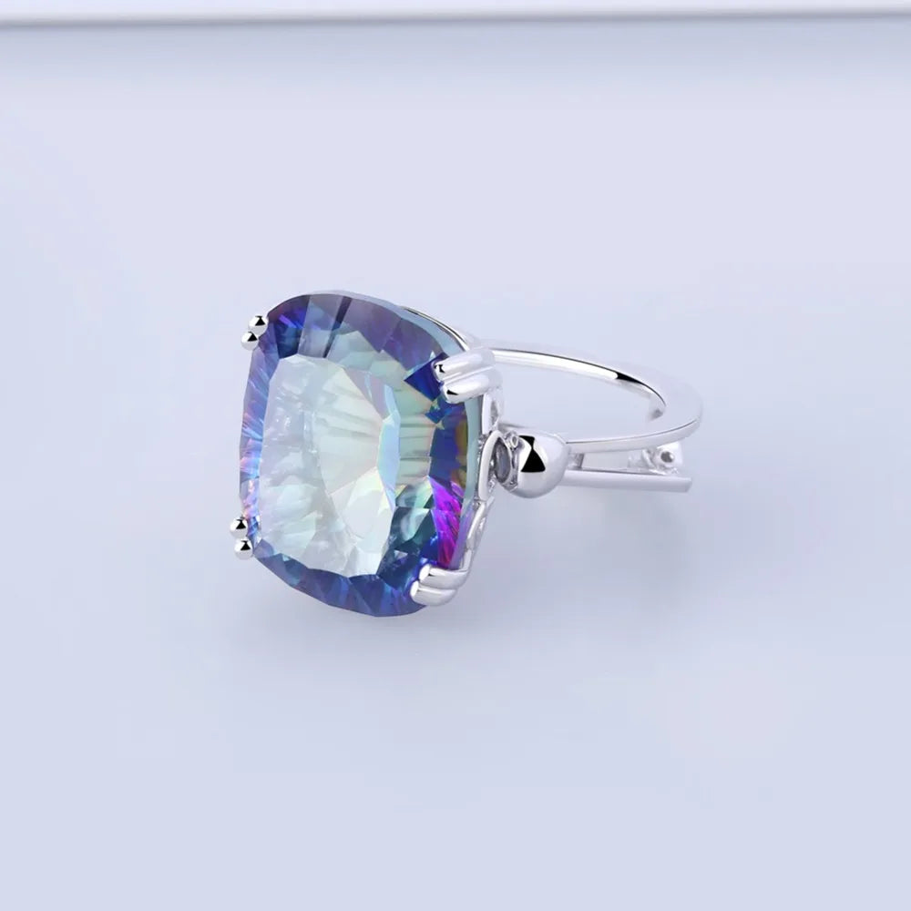 925 Sterling Silver 18.42Ct Mystic Topaz Crystal Ring