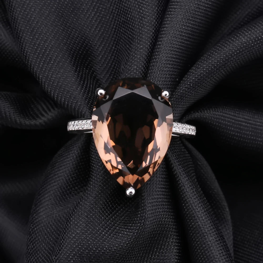 925 Sterling Silver 10.68ct Smoky Quartz Ring