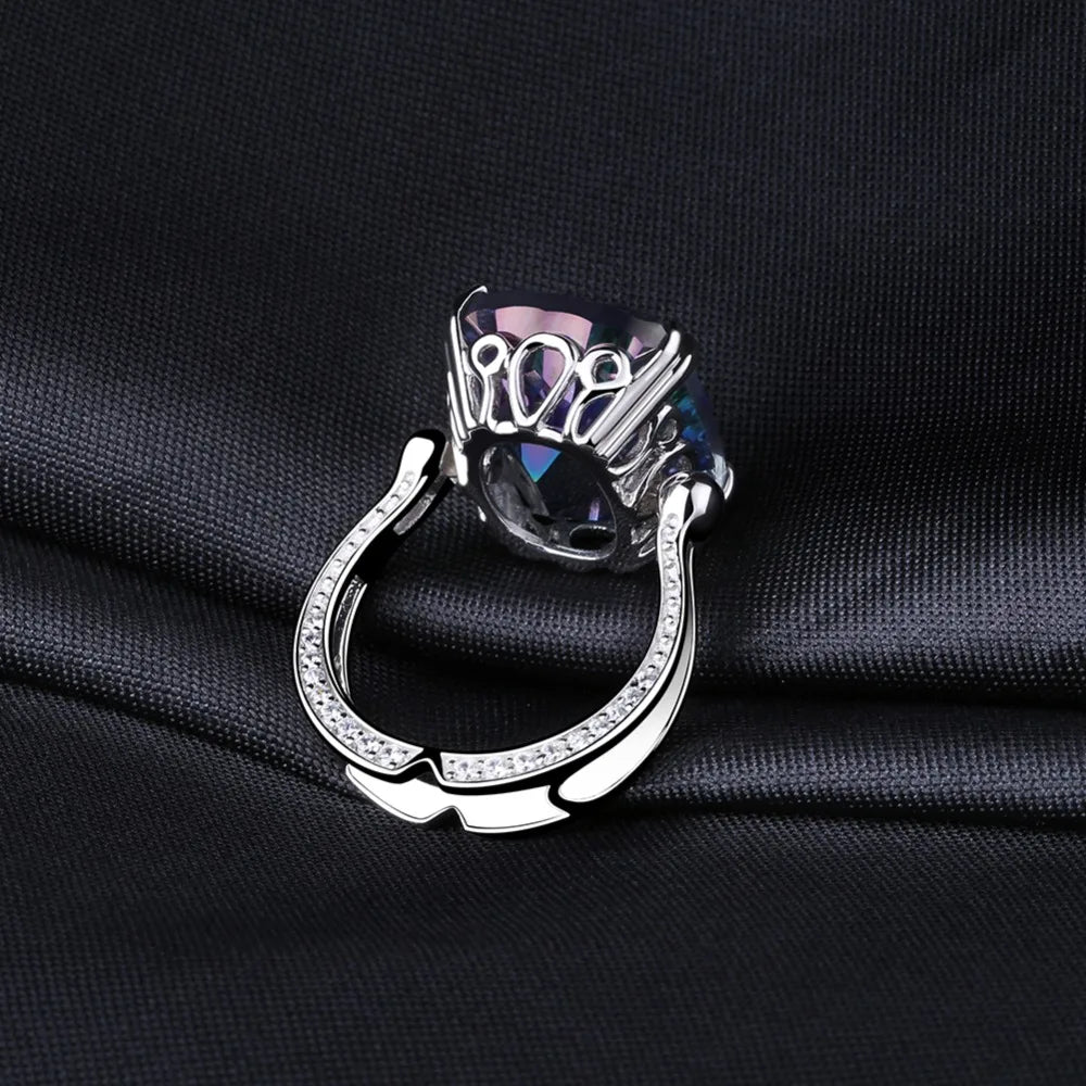 925 Sterling Silver 18.42Ct Mystic Topaz Crystal Ring