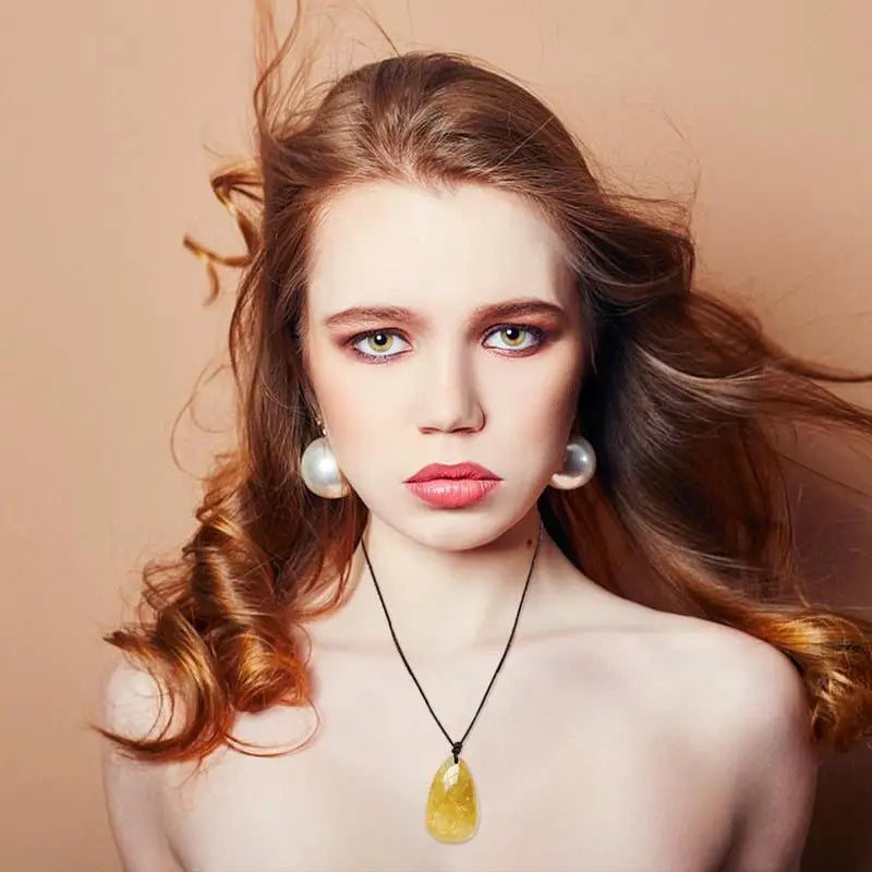 Natural Citrine Stone Water Drop Pendant – Reiki Necklace