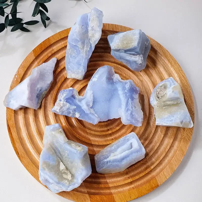 Natural Raw Blue Lace Agate Chalcedony Geode Gemstone