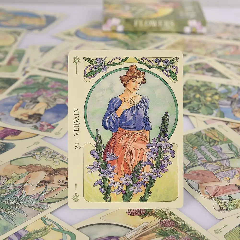 Flower Oracle Cards – 38-Card Tarot Deck for Mystical Divination and Party Games