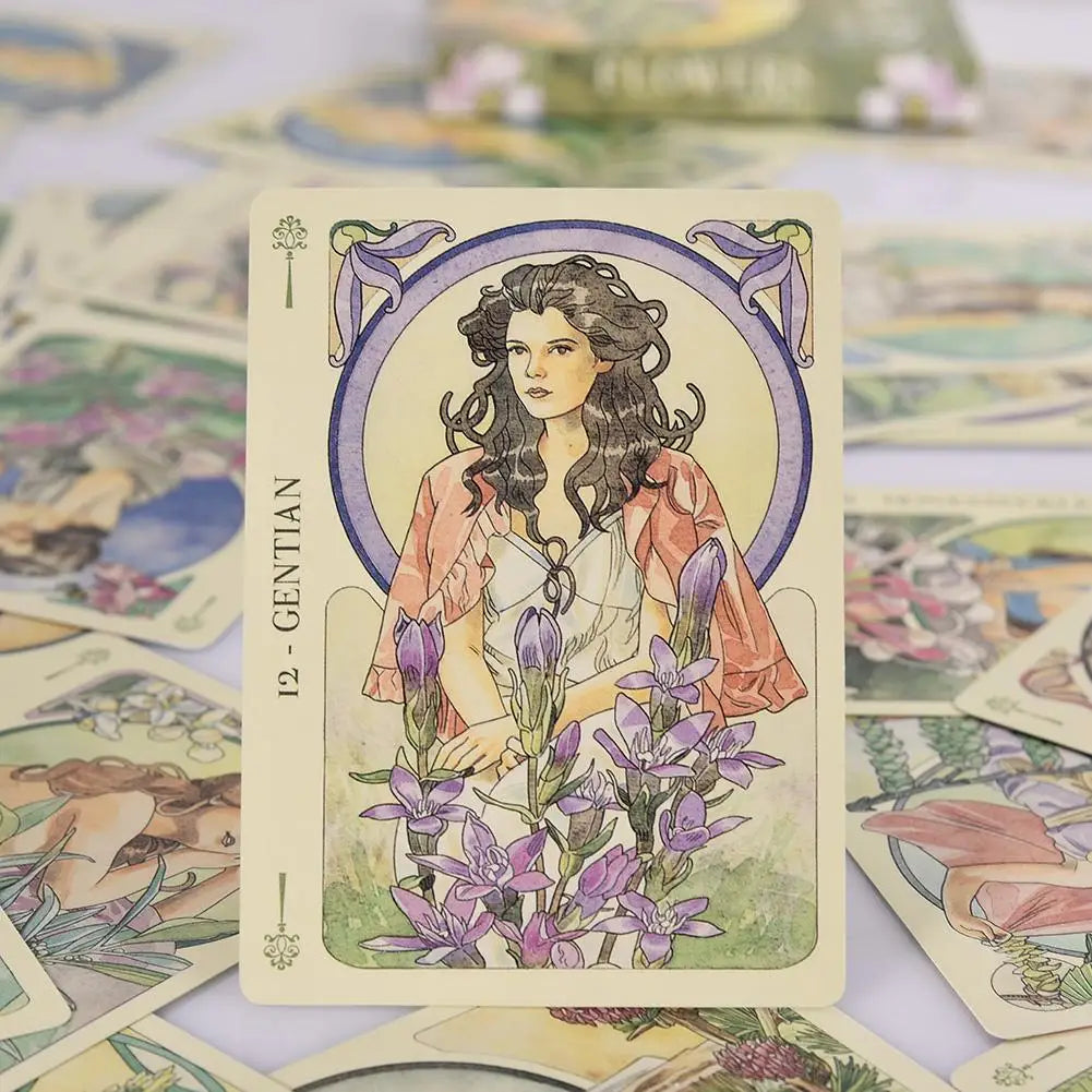 Flower Oracle Cards – 38-Card Tarot Deck for Mystical Divination and Party Games