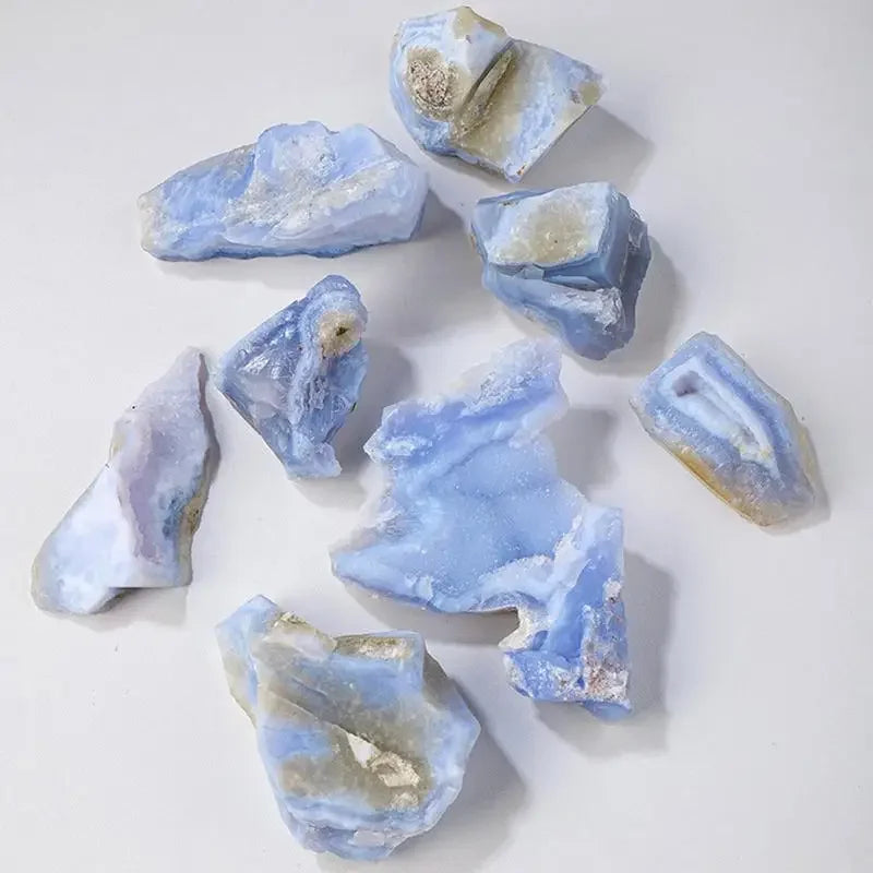 Natural Raw Blue Lace Agate Chalcedony Geode Gemstone