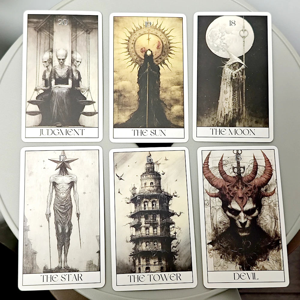 Gothic Horror Tarot Deck – 78 Rider-Waite Cards in Eerie Dark Style