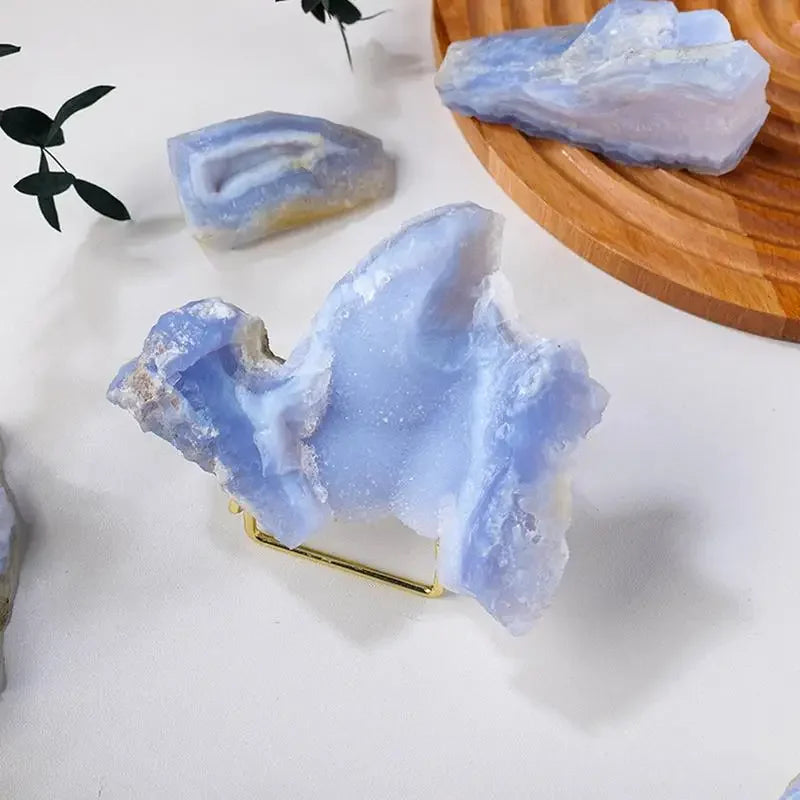 Natural Raw Blue Lace Agate Chalcedony Geode Gemstone
