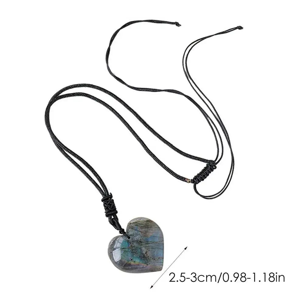 Natural Labradorite Heart-Shaped Pendant