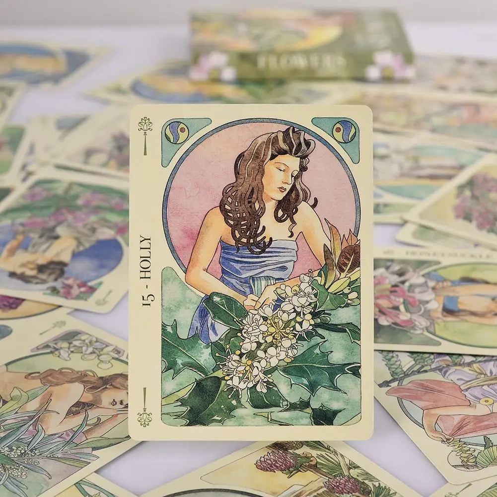 Flower Oracle Cards – 38-Card Tarot Deck for Mystical Divination and Party Games
