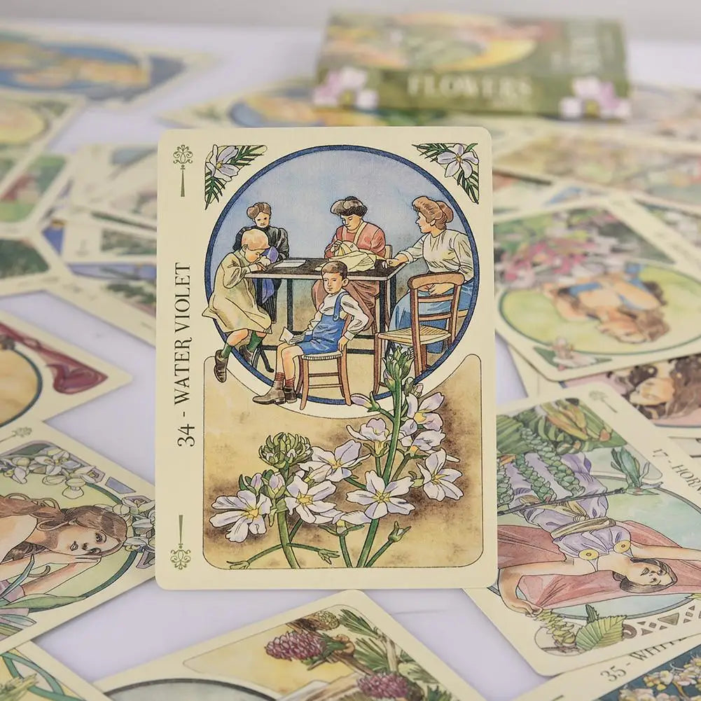 Flower Oracle Cards – 38-Card Tarot Deck for Mystical Divination and Party Games