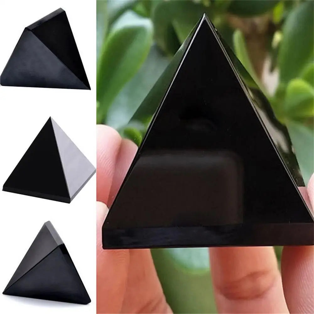 4cm Natural Obsidian Pyramid – Black Crystal Point for Reiki and Energy Healing