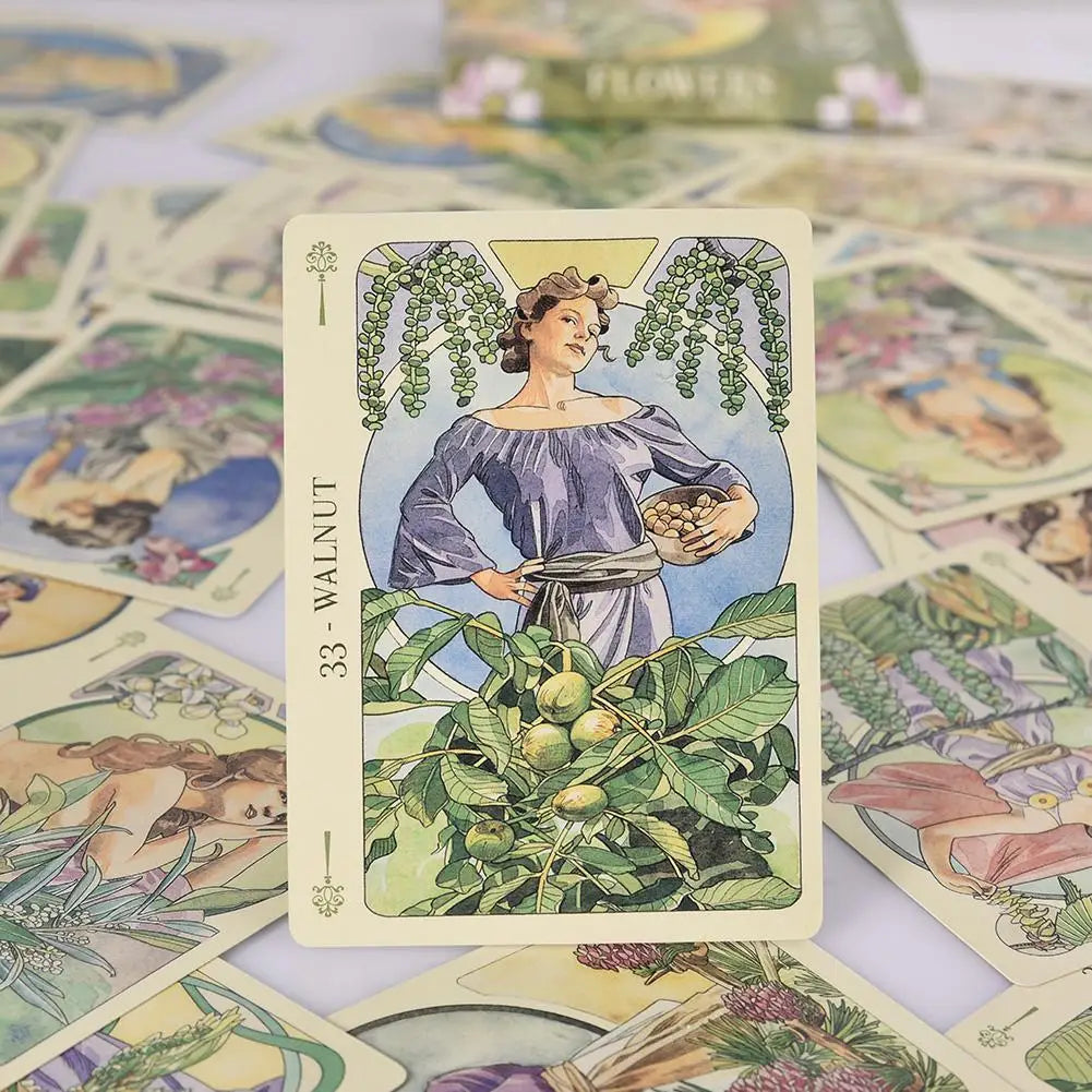 Flower Oracle Cards – 38-Card Tarot Deck for Mystical Divination and Party Games