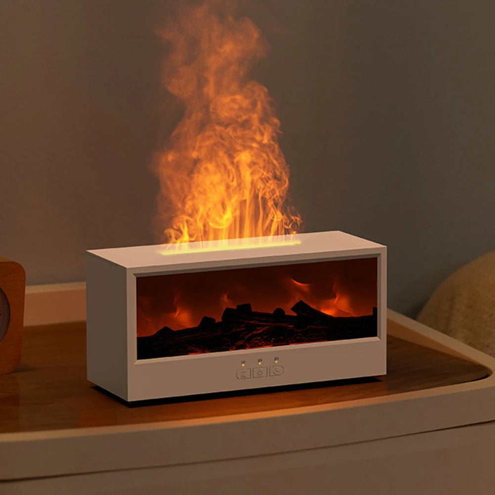 Creative Fireplace Air Humidifier Waterless Auto-Off Aroma Essential Oil Diffuser with Remote & Realistic Fireplace Night Light