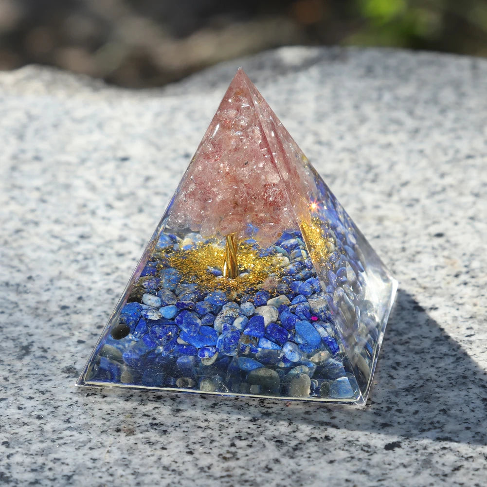 Natural Tiger Eye Orgonite Pyramid Healing Crystals Energy Generator Reiki Chakra Multiplier Orgone Amethyst Meditation Stone5X5