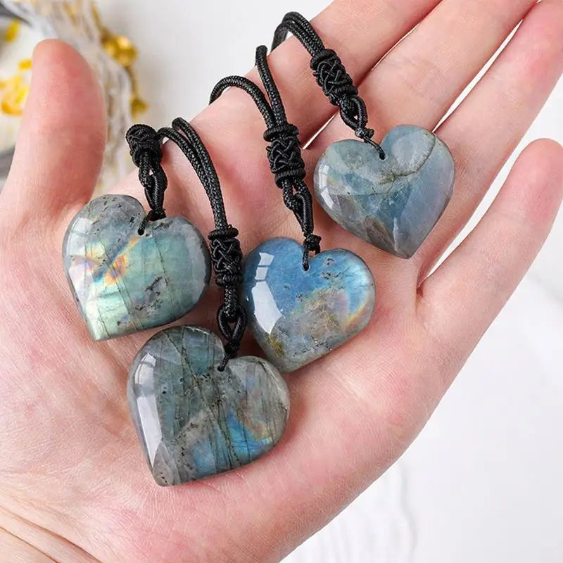 Natural Labradorite Heart-Shaped Pendant
