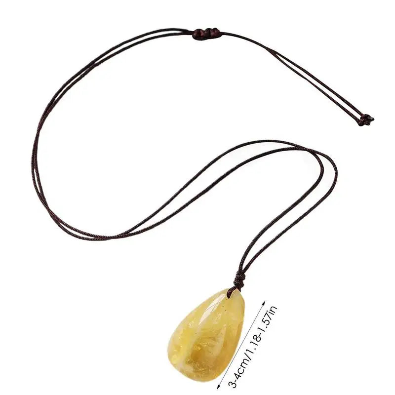 Natural Citrine Stone Water Drop Pendant – Reiki Necklace