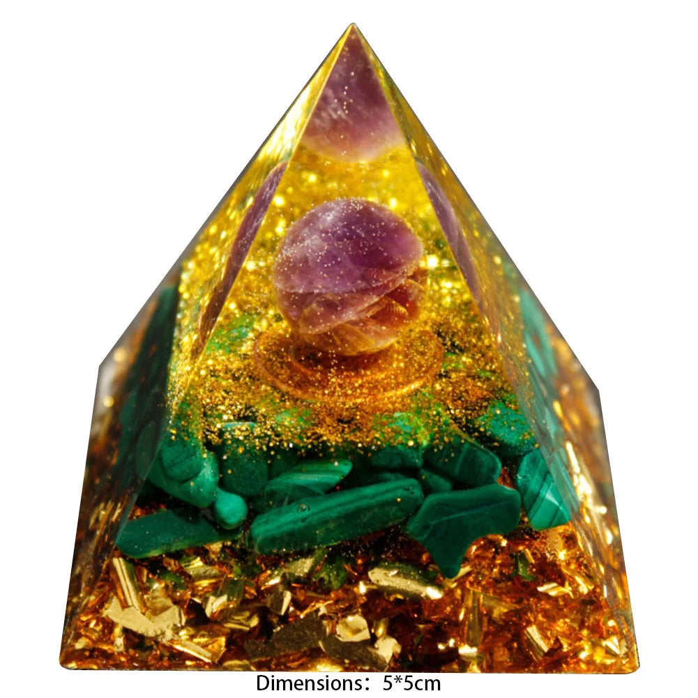 Natural Tiger Eye Orgonite Pyramid Healing Crystals Energy Generator Reiki Chakra Multiplier Orgone Amethyst Meditation Stone5X5