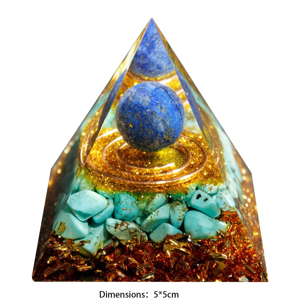 Natural Tiger Eye Orgonite Pyramid Healing Crystals Energy Generator Reiki Chakra Multiplier Orgone Amethyst Meditation Stone5X5