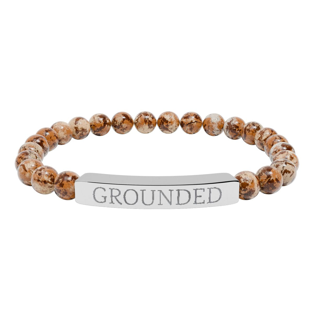 Grounded Intention Bracelet Natural Picture Jasper Stretch Bar
