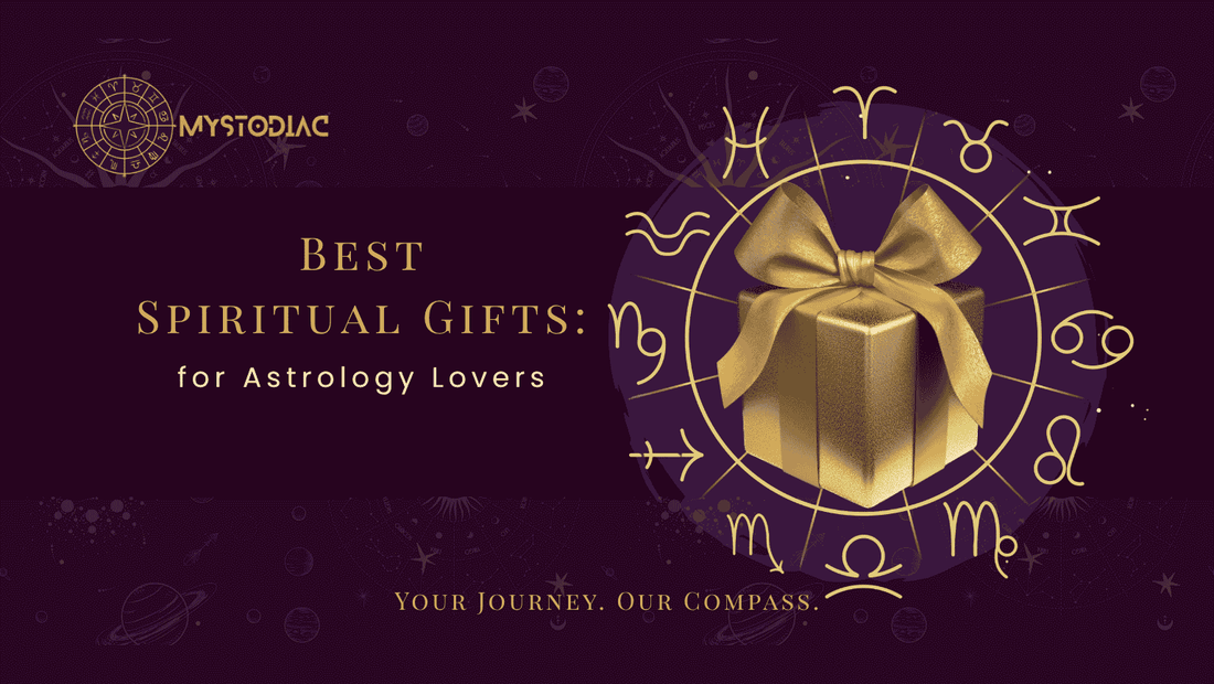Premium astrology-themed gifts including zodiac decor, crystal sets, and spiritual wellness items