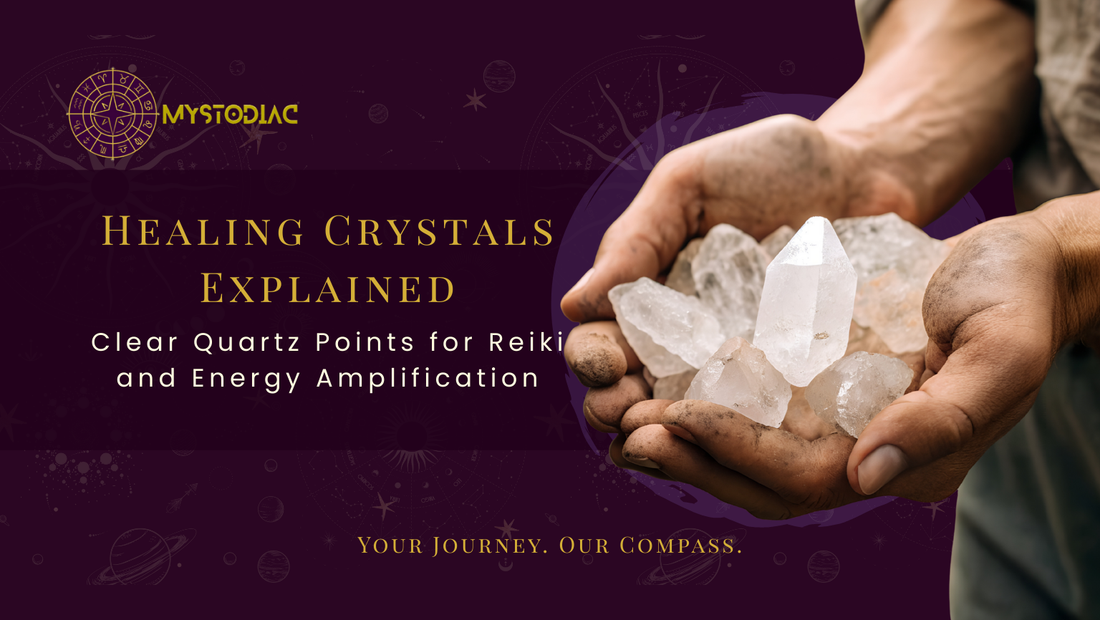 Clear quartz healing crystals known for amplifying energy and Reiki intentions