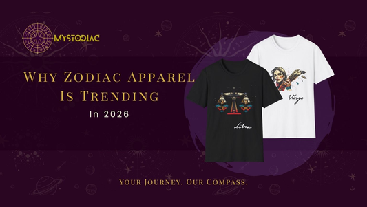 Zodiac fashion trends in 2026 featuring celestial symbols, astrology graphics, and stylish apparel