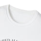 Close-up of white unisex cotton crewneck t-shirt collar: soft ribbed neckline, clean stitching, comfortable fit. Premium durable crew neck construction detail.