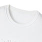 Close-up of white unisex cotton crewneck t-shirt collar: soft ribbed neckline, clean stitching, comfortable fit. Premium durable crew neck construction detail.