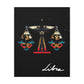 Colorful Libra zodiac sign design on a black background with 'Libra' text.
