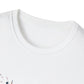 Close-up of white unisex cotton crewneck t-shirt collar: soft ribbed neckline, clean stitching, comfortable fit. Premium durable crew neck construction detail.