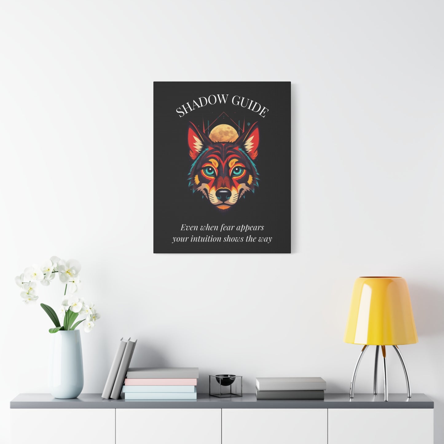 Shadow Guide Canvas Wall Art — Inspirational Wolf with Quote