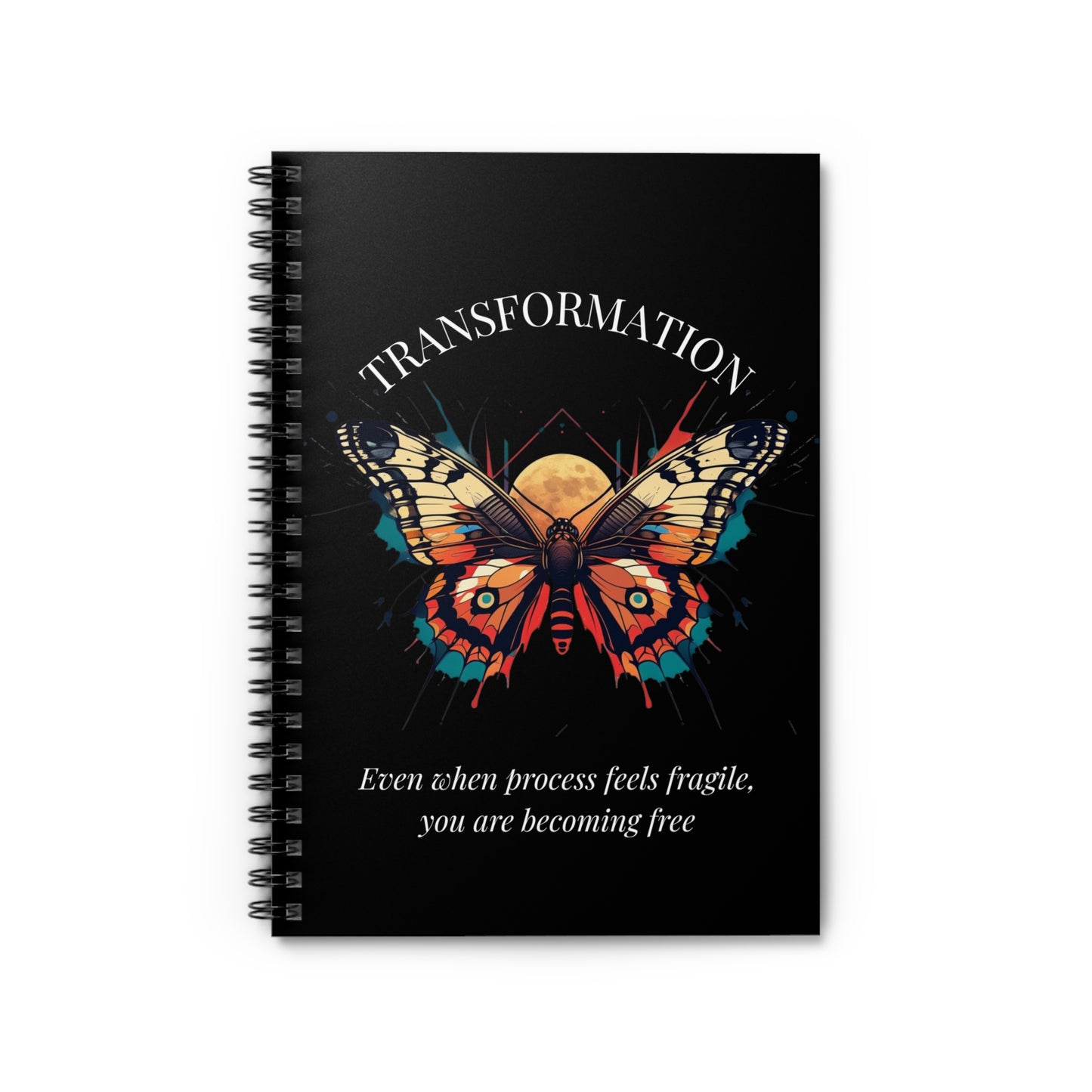 Transformation Butterfly Spiral Notebook — Motivational Ruled Journal