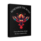 Remember The Bond" cardinal memorial canvas art. Features a striking red bird illustration and inspirational quote on a high-quality black canvas wrap