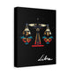 Canvas print of Libra zodiac sign with colorful design on a black background