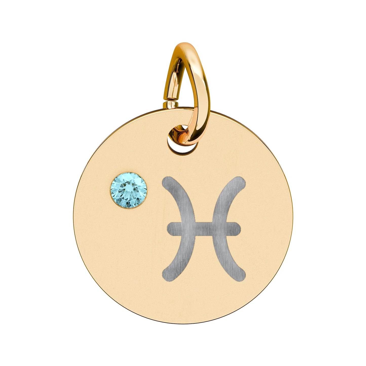 Pisces Aquamarine Birthstone Zodiac Charm Necklace Pendant Astrology Jewelry
