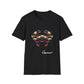 Black unisex cotton t-shirt featuring bold Cancer zodiac graphic: vibrant abstract crab portrait with large claws, intense eyes, symmetrical geometric shell patterns, and dynamic multicolored paint splatters in gold, red, navy, teal, and black tones exploding outward. Elegant white cursive "Cancer" text below. Astrology zodiac motivational crewneck tee.