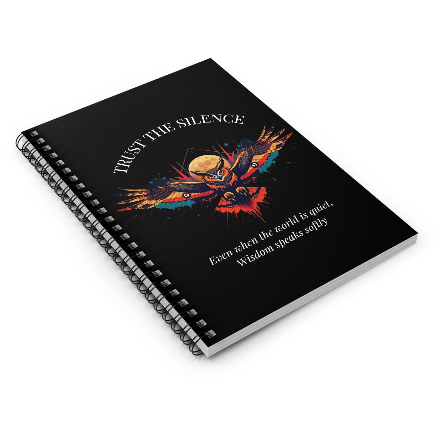 Trust the Silence Owl Spiral Notebook — Motivational Ruled Journal