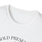Close-up of white unisex cotton crewneck t-shirt collar: soft ribbed neckline, clean stitching, comfortable fit. Premium durable crew neck construction detail.