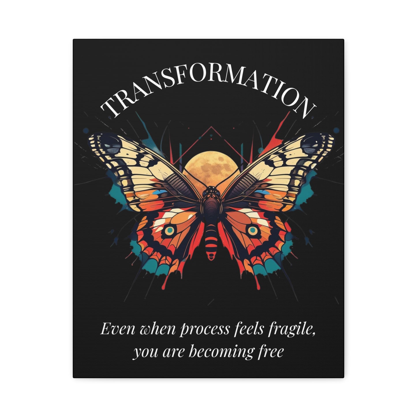 Transformation Canvas Wall Art — Inspirational Butterfly with Quote