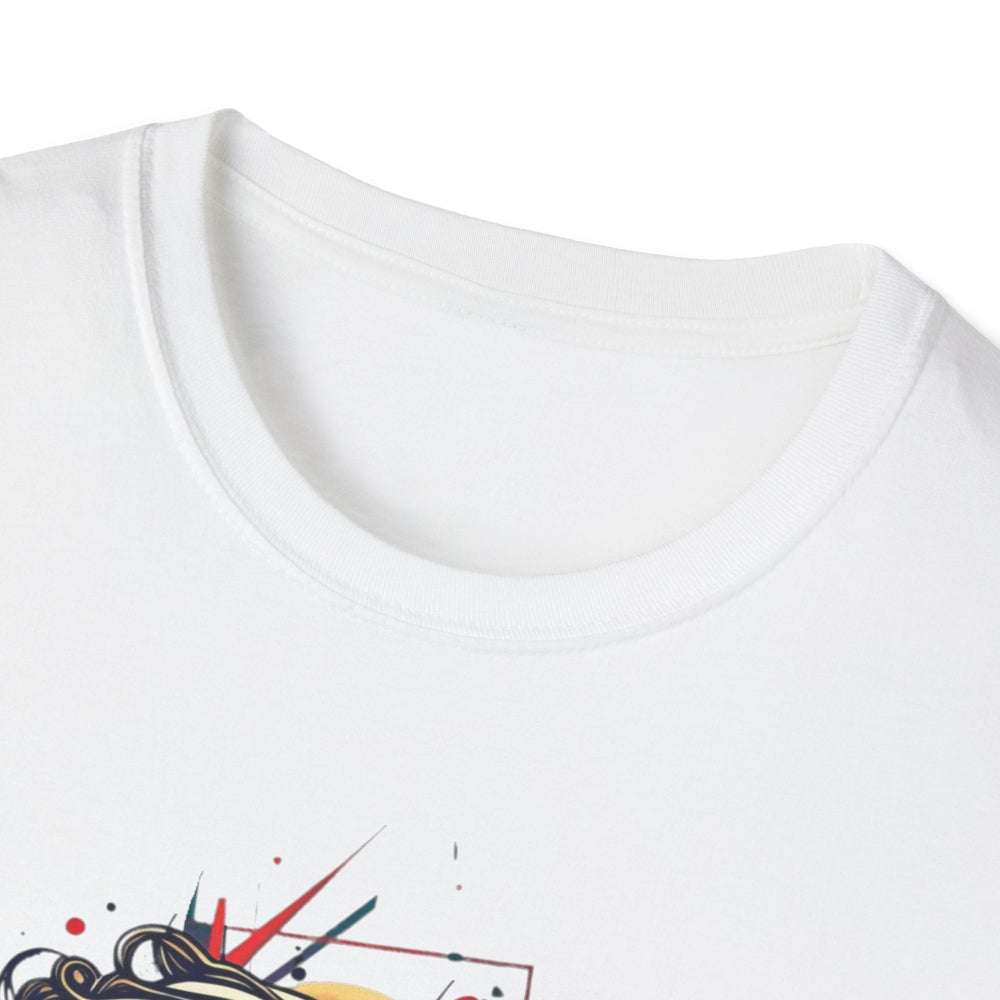 Close-up of white unisex cotton crewneck t-shirt collar: soft ribbed neckline, clean stitching, comfortable fit. Premium durable crew neck construction detail.