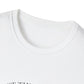 Close-up of white unisex cotton crewneck t-shirt collar: soft ribbed neckline, clean stitching, comfortable fit. Premium durable crew neck construction detail.