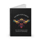 Notebook with a colorful abstract sacred bee design, geometric accents, and paint splatters on a black background, featuring the words "SACRED ALIGNMENT" and quote "Even when progress is quiet, the harvest is still forming".
