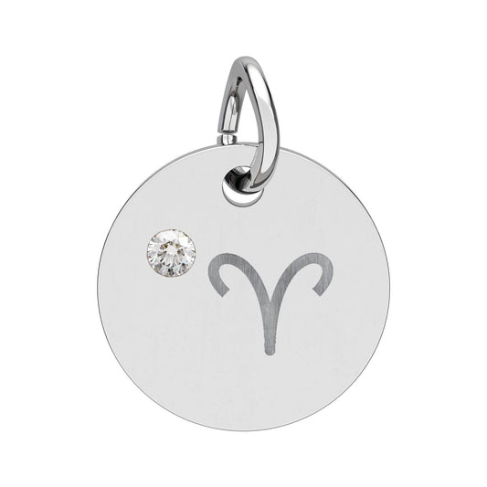 Aries Diamond Birthstone Zodiac Charm Necklace Pendant Astrology Jewelry
