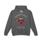 Charcoal grey hoodie with 'Remember The Bond' inspirational bird graphic and quote 'Even when forms change, The love remains alive' printed on the chest.