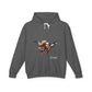 Gray hoodie with a colorful graphic and 'Feral' text on a white background