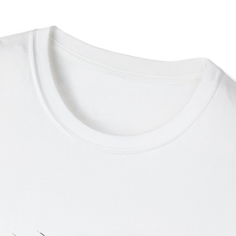 Close-up of white unisex cotton crewneck t-shirt collar: soft ribbed neckline, clean stitching, comfortable fit. Premium durable crew neck construction detail.