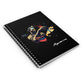 Black spiral-bound notebook with a colorful Aquarius zodiac design