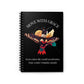 Front view of the "Move With Grace" black journal. Features a colorful hummingbird graphic and inspirational quote. High-quality spiral notebook for personal or professional use.