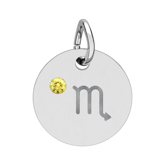 Scorpio Topaz Birthstone Zodiac Charm Necklace Pendant