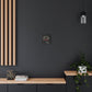 Libra zodiac canvas wall art featuring artistic balance scales illustration on black background, displayed in modern interior above wooden console with plant